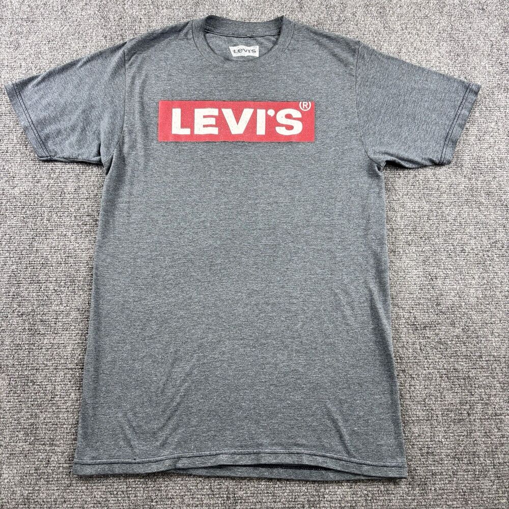 Levi's Shirt Mens S US S Gray Red Box Logo Graphic Tee Strauss